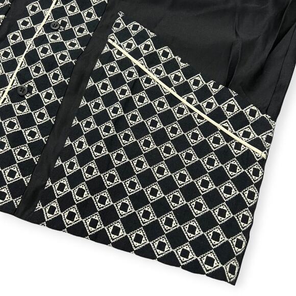 NEW NICHOLAS DALEY Mento Shirt Short Sleeve SIZE M Black Embroidery Linen JAPAN - Picture 10 of 14